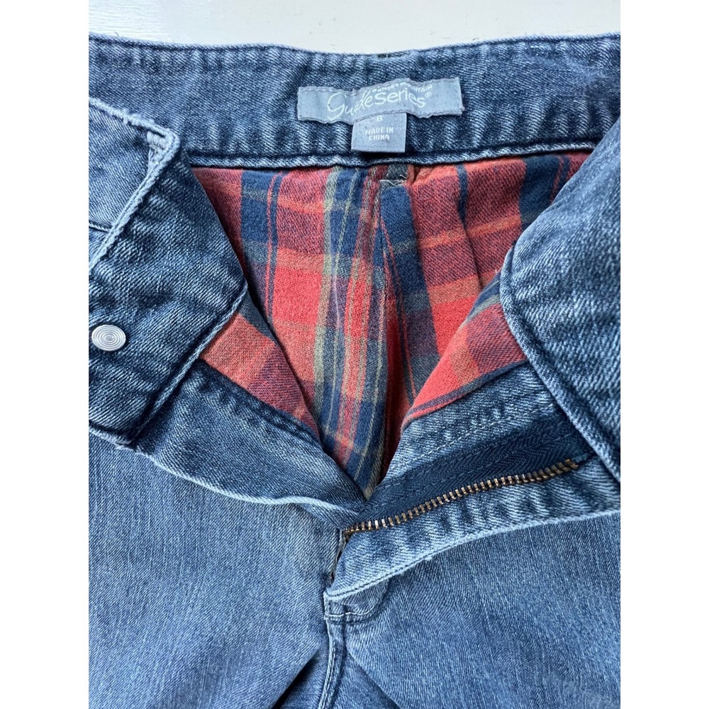 Gander Mountain Guide Series Flannel‎ Lined Jeans womens 8 Blue Plaid Insulated